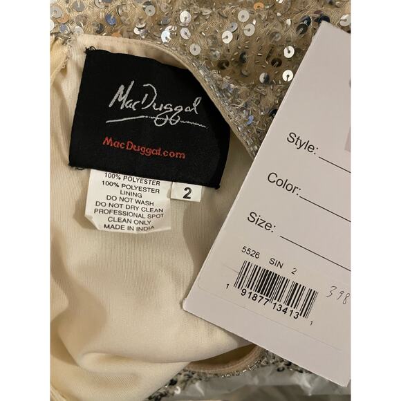 Mac Duggal NEW Size 2 Sleeveless Sequined Midi Sheath Dress 5526 Silver Nude - Picture 6 of 9